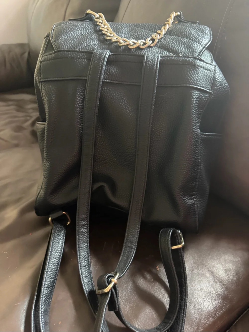 Nanette Lepore Black Quilted Chevron Backpack